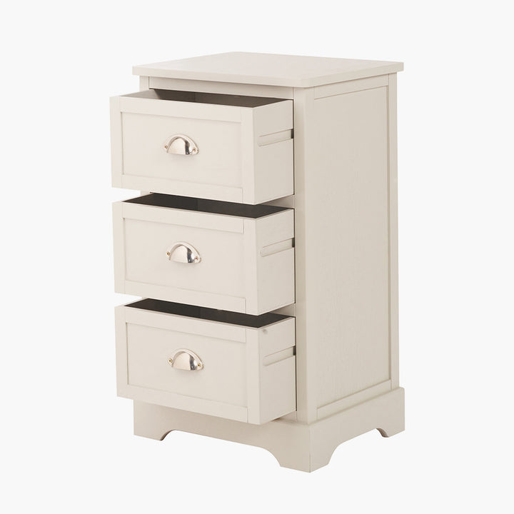 Croft Linen Pine Wood 3 Drawer Tall Unit