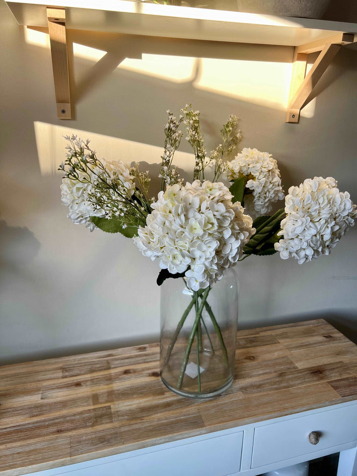 Annabelle White Hydrangea And Wild Flower Arrangement