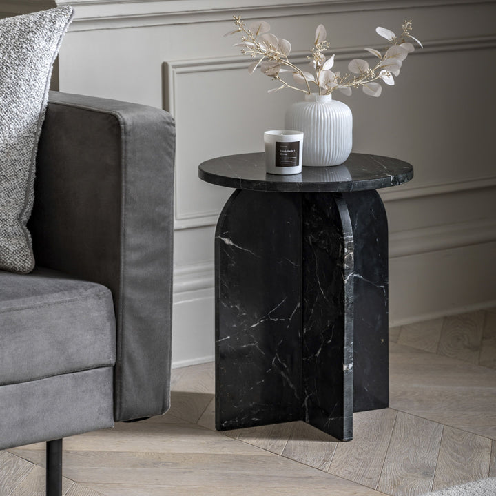 Amalfi Black Marble Side Table