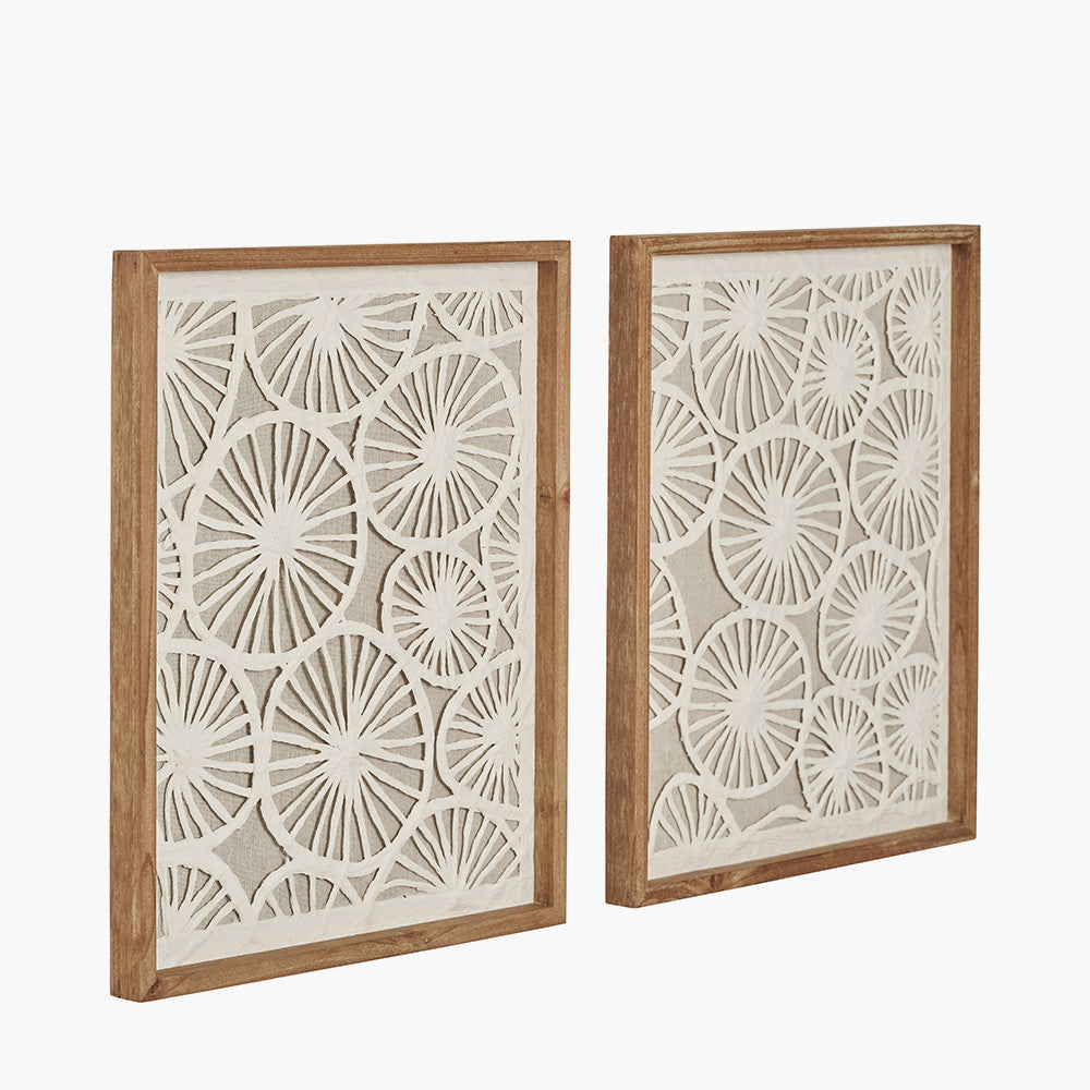 S/2 Cut Out Pattern Natural Paper Design Wall Art with Natural Frames