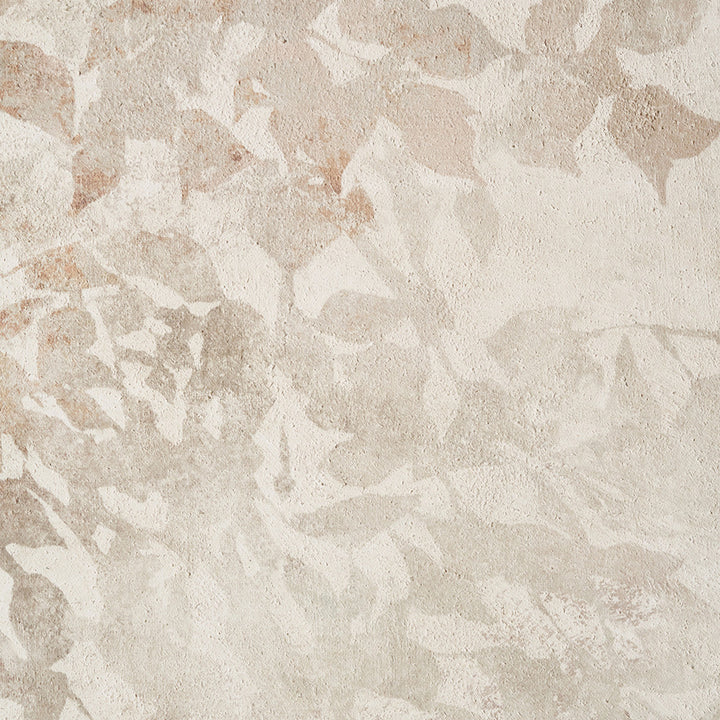 White and Natural Floral Square Canvas with Natural Frame