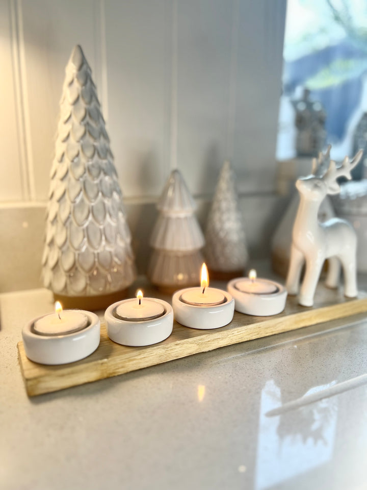 Ceramic Reindeer 4x Tea light Holder Deco, 34cm