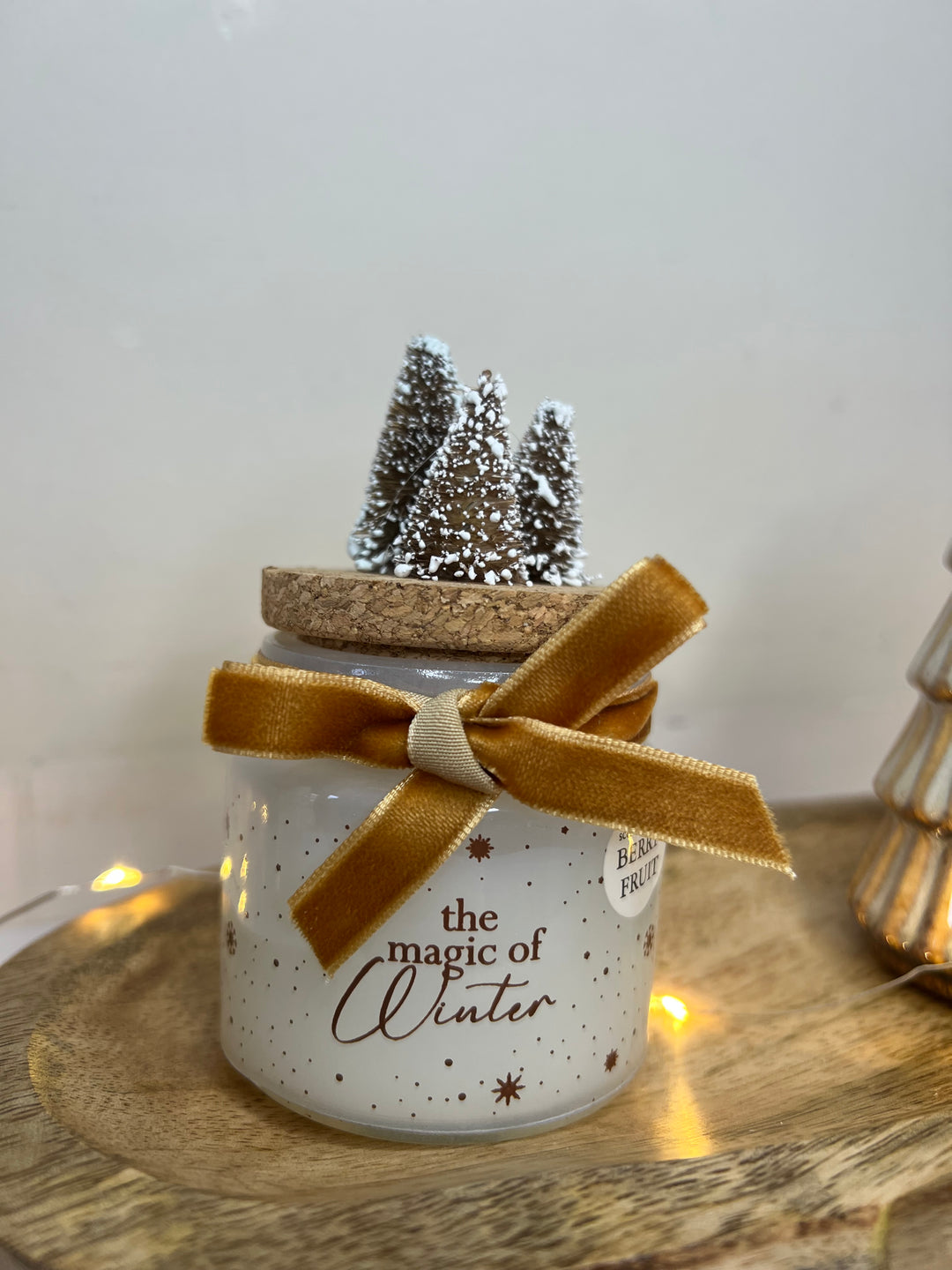 Candle With Gold Velvet Bow Tree 6cm
