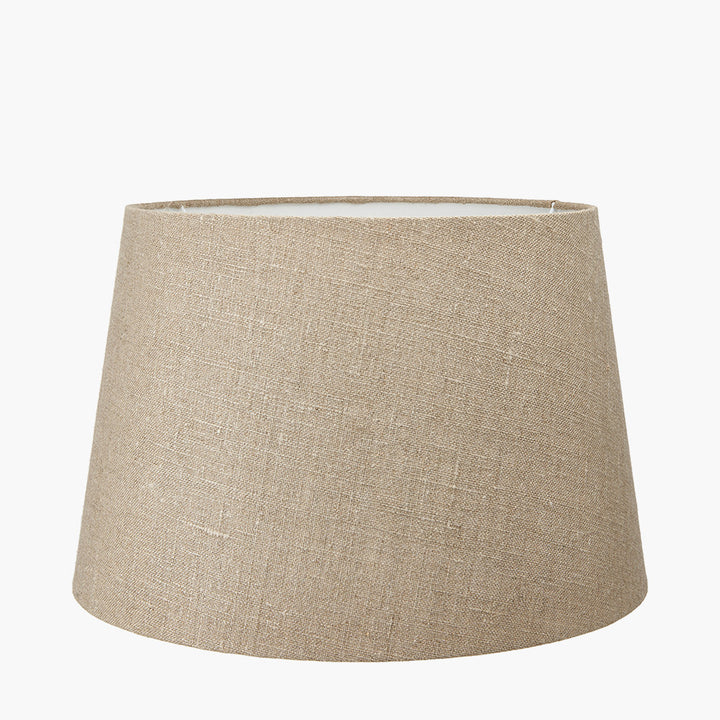 Safari Medium Glass Table Lamp Base with Milos 35cm Natural Linen Tapered Lampshade