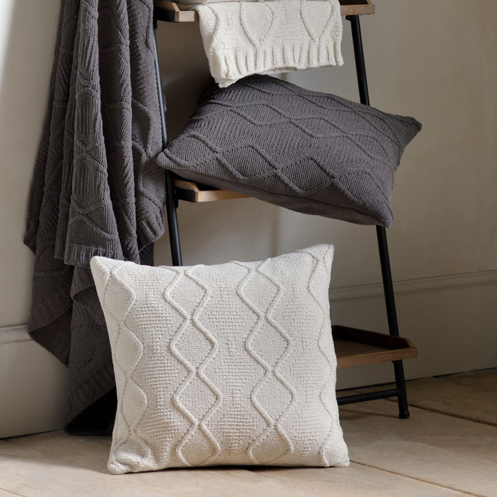 Chenille Chunky Cable Knit Cushion | Cream