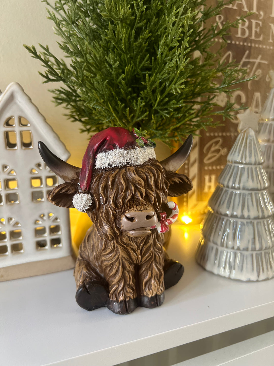 Christmas Highland Cow, 11cm