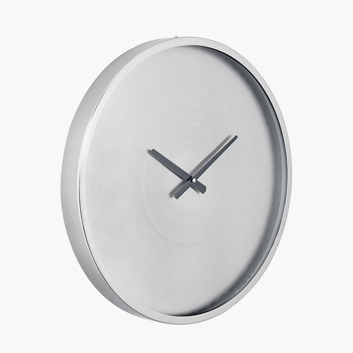 Brushed Silver Metal Round Wall Clock 50cm