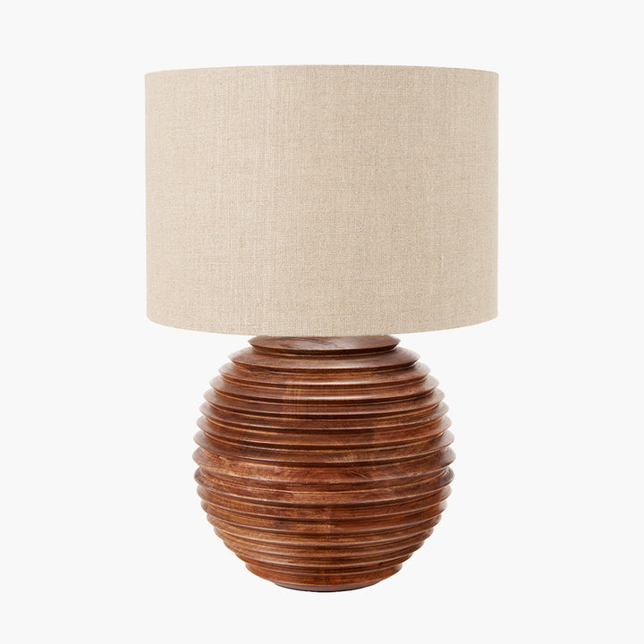 Pembury Brown Wash Large Turned Wood Table Lamp Base 38cm