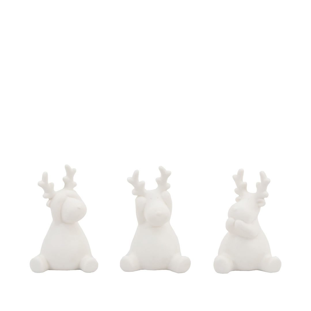 Reindeer with LED White Set of 3