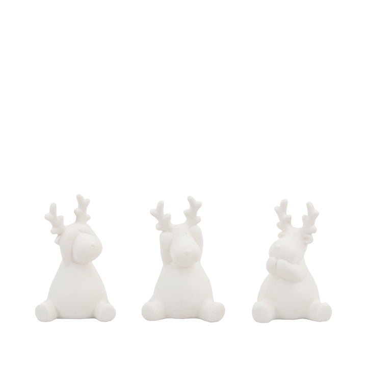 Reindeer with LED White Set of 3