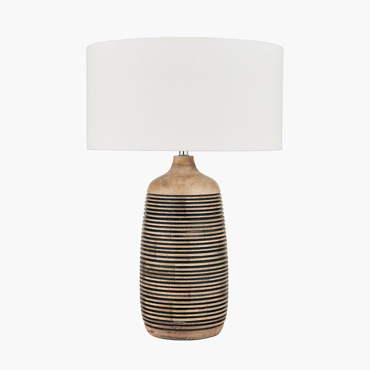 Natural Mango Wood Grooved Table Lamp