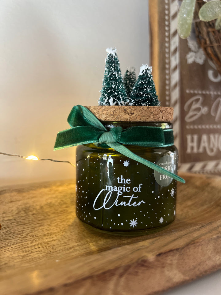 Candle With Green Velvet Bow Tree 6cm