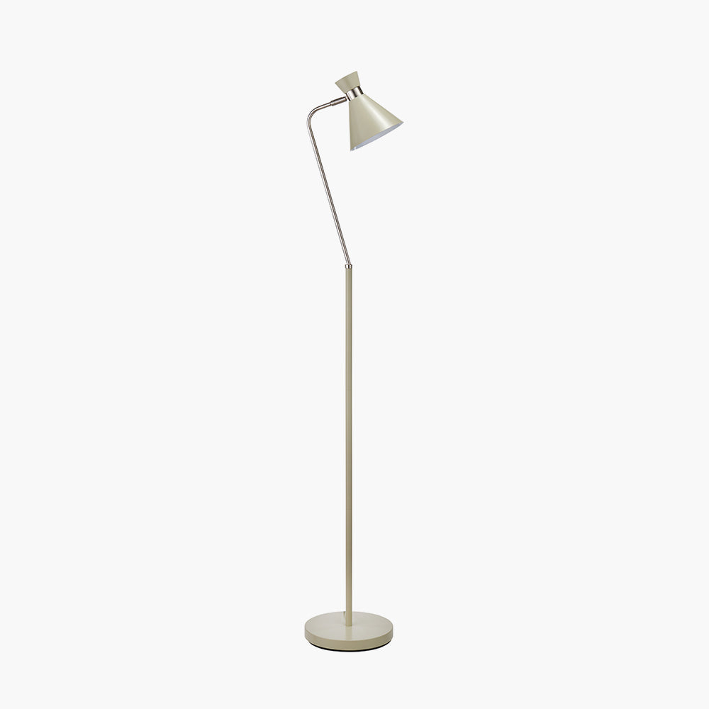 Benedict Sage and Brushed Silver Metal Floor Lamp