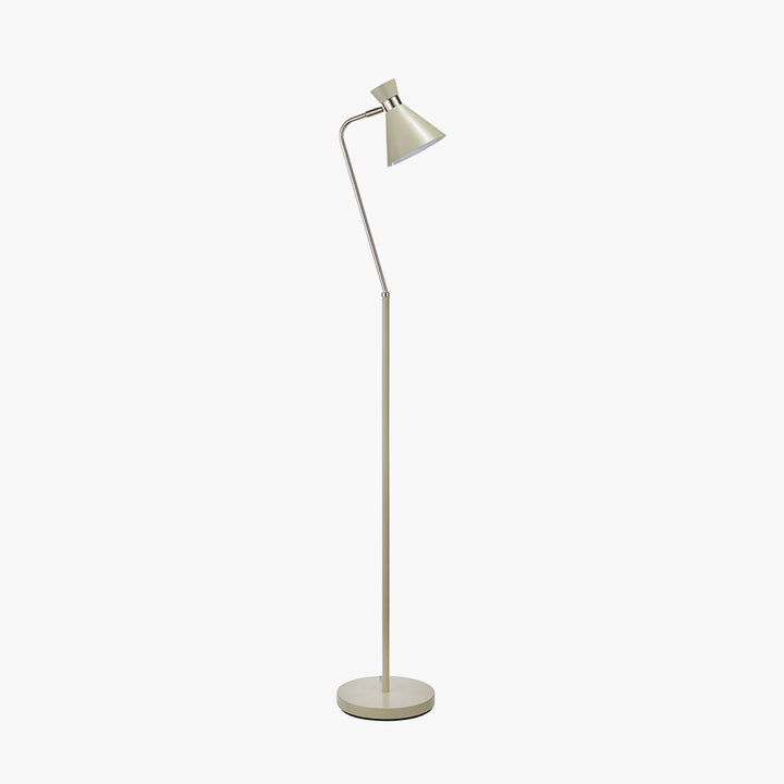 Benedict Sage and Brushed Silver Metal Floor Lamp