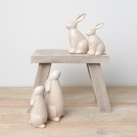 Natural Ribbed Bunny, 10cm