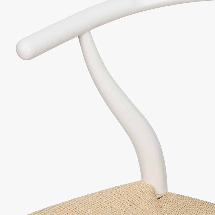 Quinn White Beech Wood and Natural Paper Rope Dining Chair