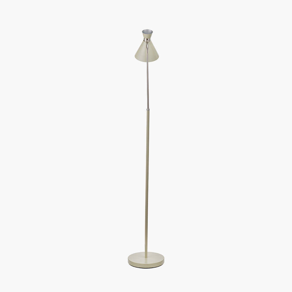 Benedict Sage and Brushed Silver Metal Floor Lamp