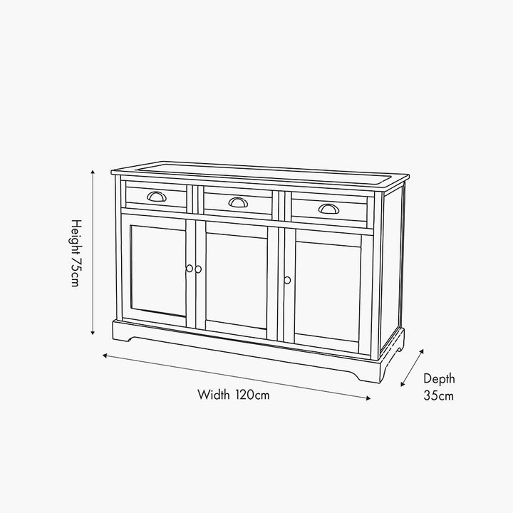 Croft Linen Pine Wood 3 Door 3 Drawer Unit