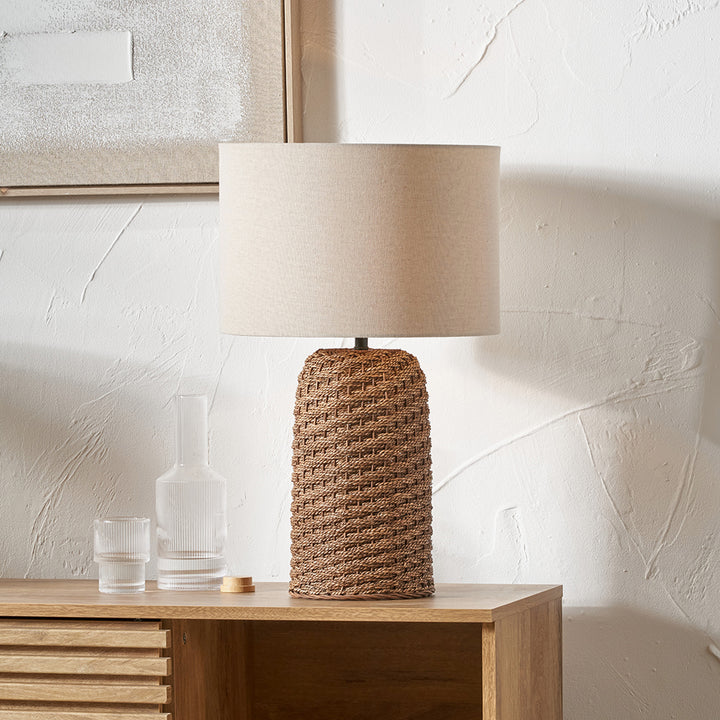 Andros Brown Woven Seagrass Table Lamp