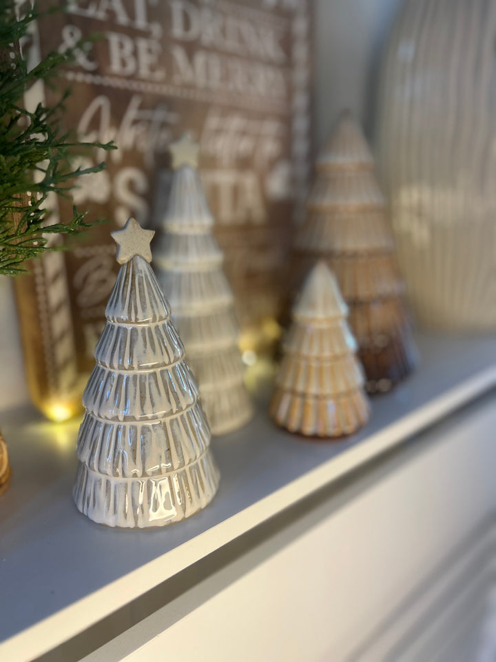 Natural White Glaze Festive Tree 13cm