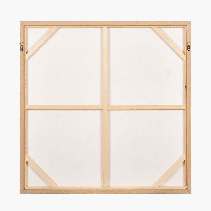 White and Natural Floral Square Canvas with Natural Frame
