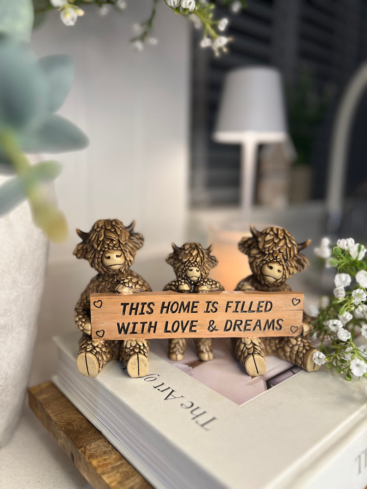 Ewan's Highland Cow Family and Decorative Plaque