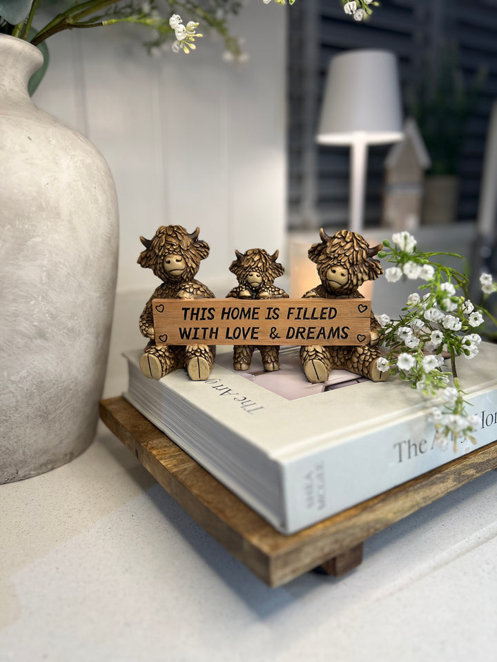 Ewan's Highland Cow Family and Decorative Plaque