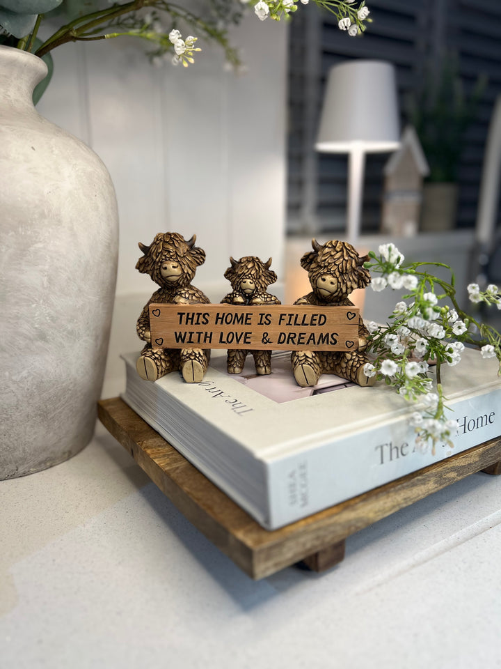 Ewan's Highland Cow Family and Decorative Plaque