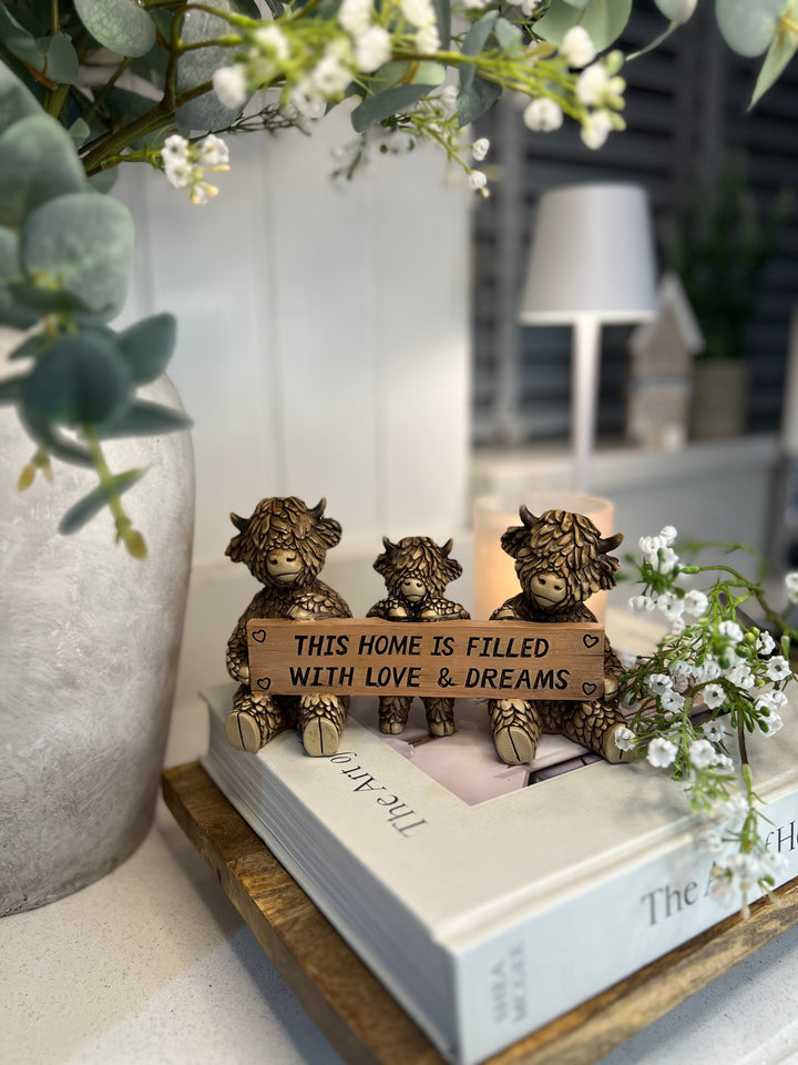 Ewan's Highland Cow Family and Decorative Plaque