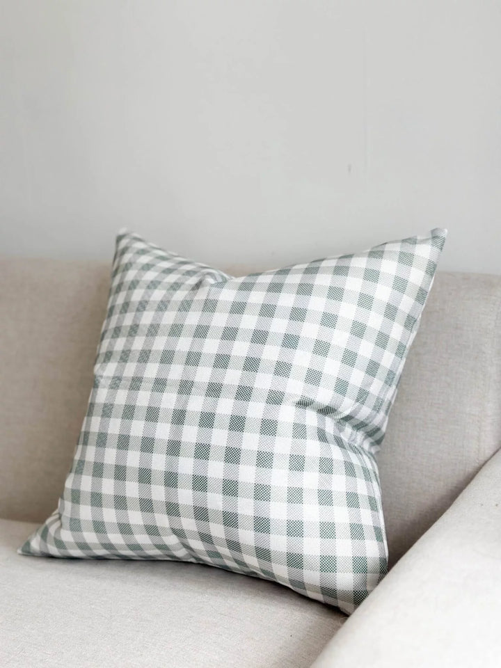 Spring Green Checked Cushion Cover 45cm x 45cm
