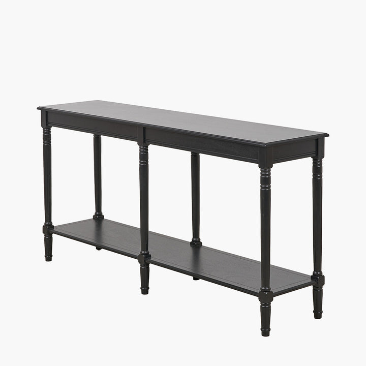 Heritage Black Pine Wood Large Console Table
