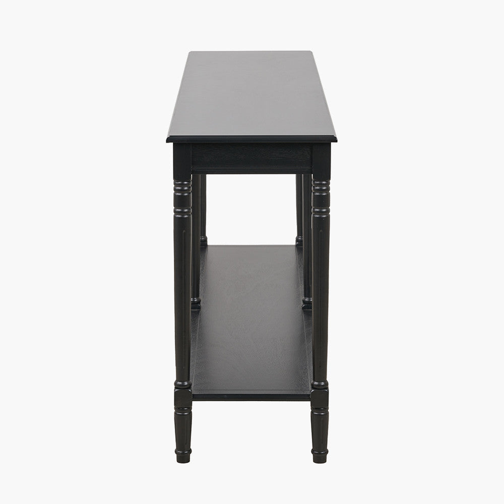 Heritage Black Pine Wood Large Console Table