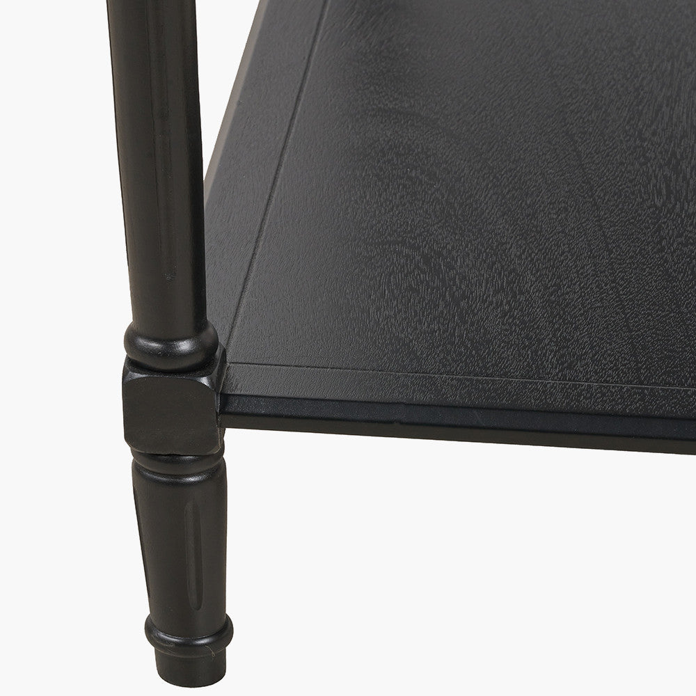 Heritage Black Pine Wood Large Console Table