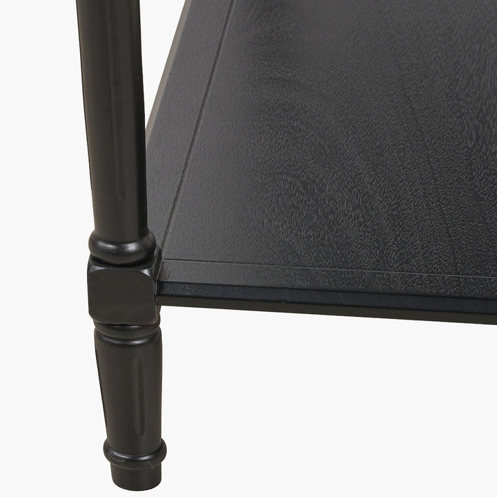 Heritage Black Pine Wood Large Console Table