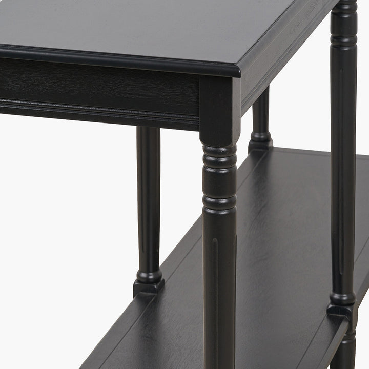 Heritage Black Pine Wood Large Console Table