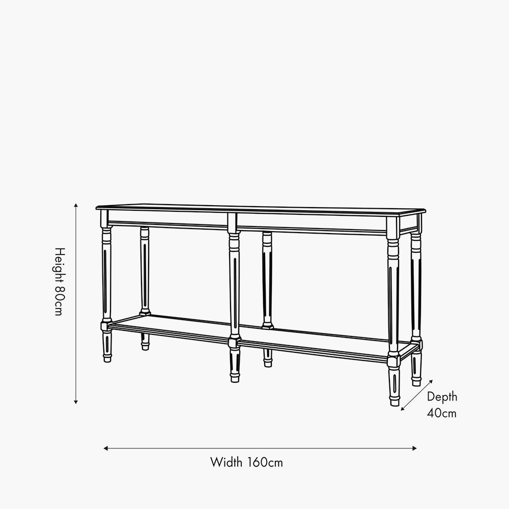 Heritage Black Pine Wood Large Console Table