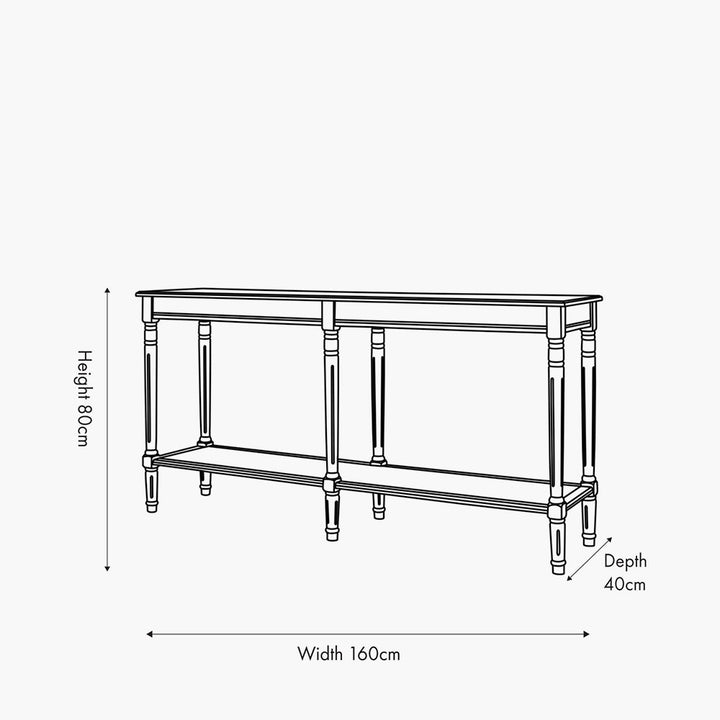 Heritage Black Pine Wood Large Console Table