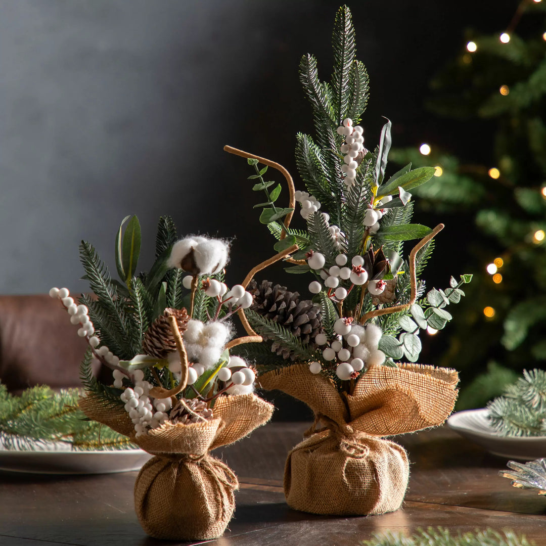 Mixed Pine & Cotton Mini Tree