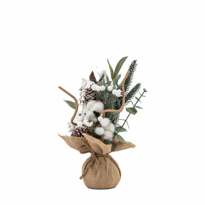 Mixed Pine & Cotton Mini Tree