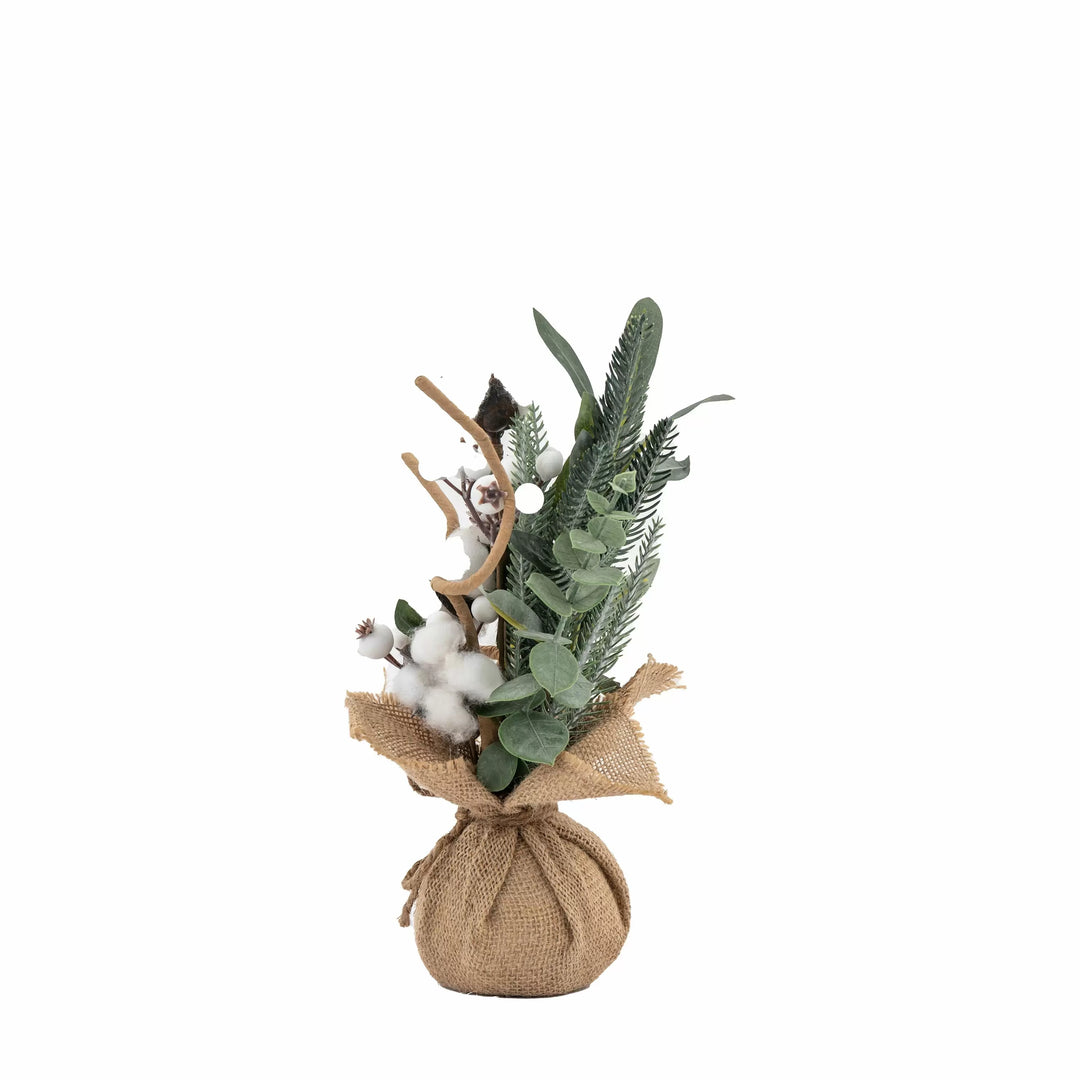 Mixed Pine & Cotton Mini Tree