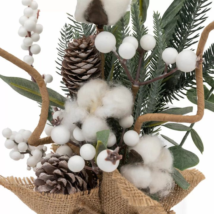 Mixed Pine & Cotton Mini Tree