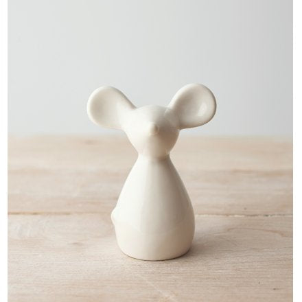 10cm Ceramic Mouse, White