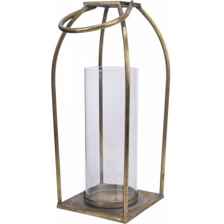 Tarnished Gold Iron Lantern, 37cm