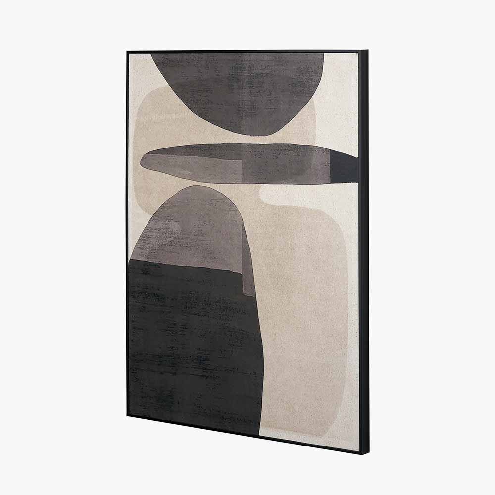 Natural and Black Canvas with Abstract Design and Black Frame 80cm