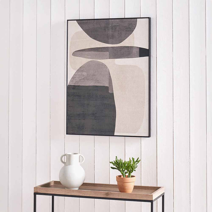 Natural and Black Canvas with Abstract Design and Black Frame 80cm