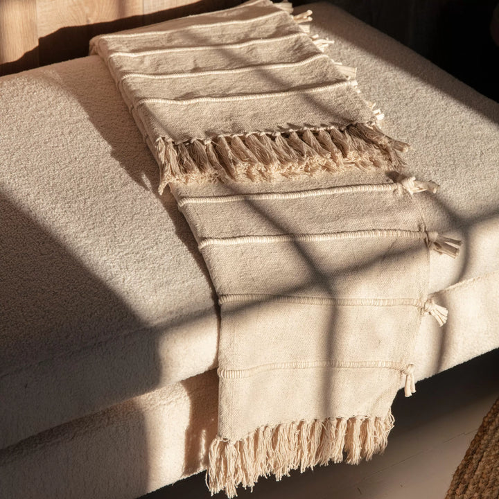 Woven Natural Fringed Throw