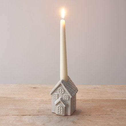 Ceramic Natural Glaze House Candle Holder, 10.5cm