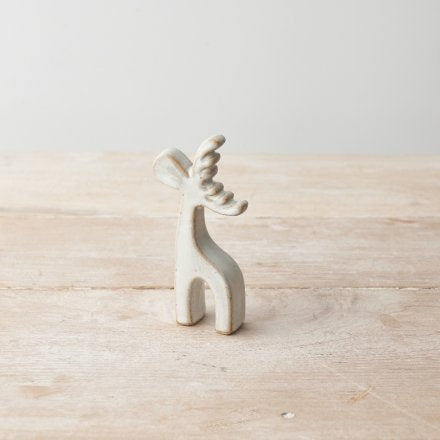 Neutral Contemporary Reindeer Ornament, 11.5cm