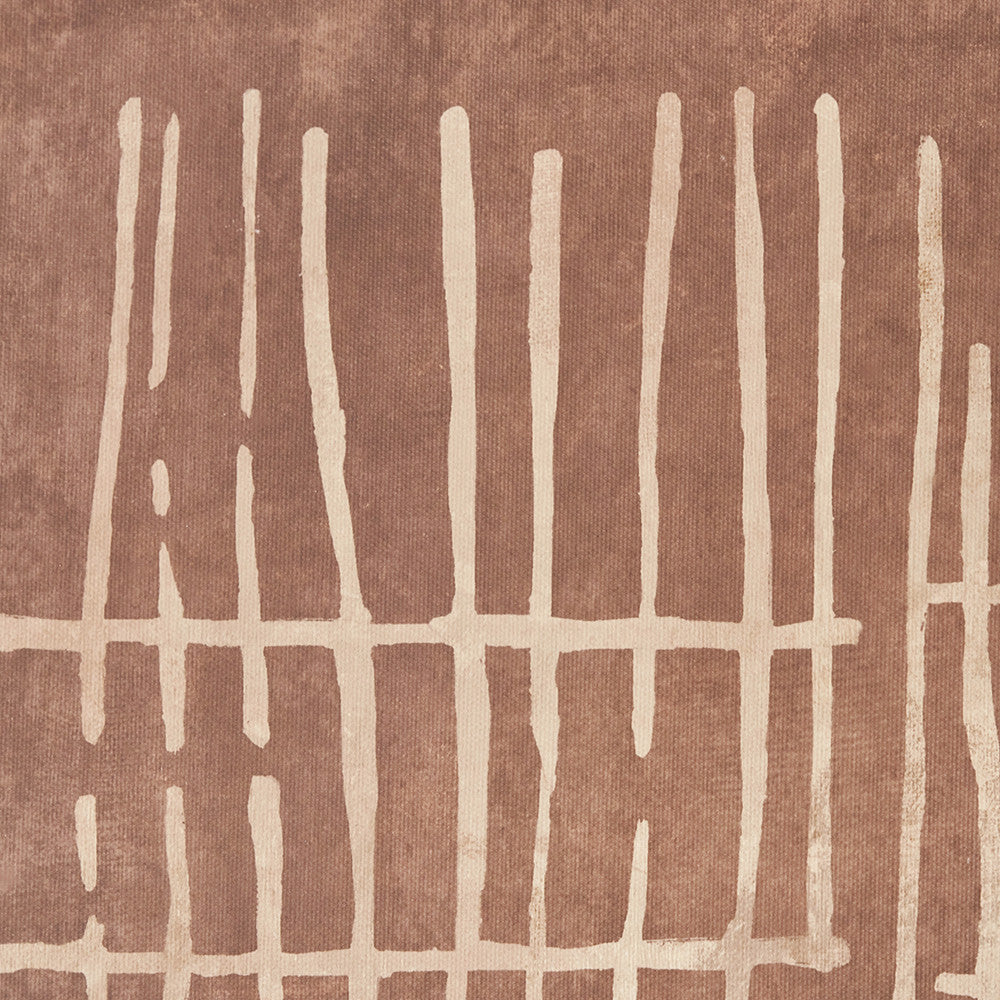 Brown and Natural Abstract Linear Design Canvas with Oak Effect Frame