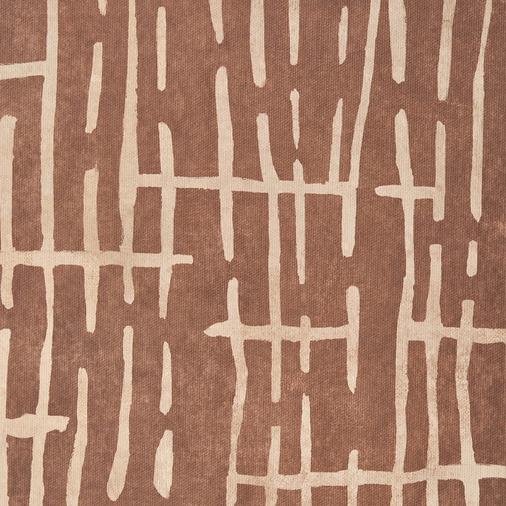 Brown and Natural Abstract Linear Design Canvas with Oak Effect Frame